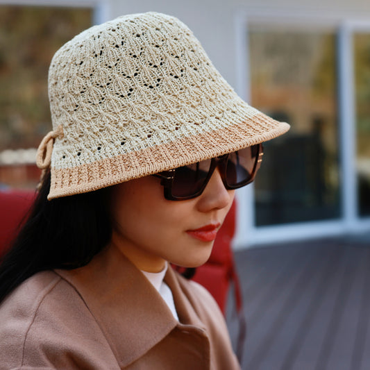 Woven 2-Tone Crochet Bucket Hat